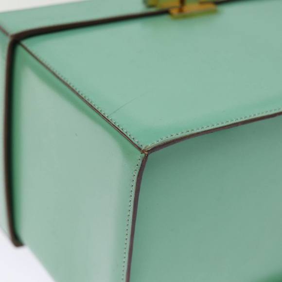 CELINE Vanity Cosmetic Pouch Leather Green Auth 74541 - Picture 14 of 16